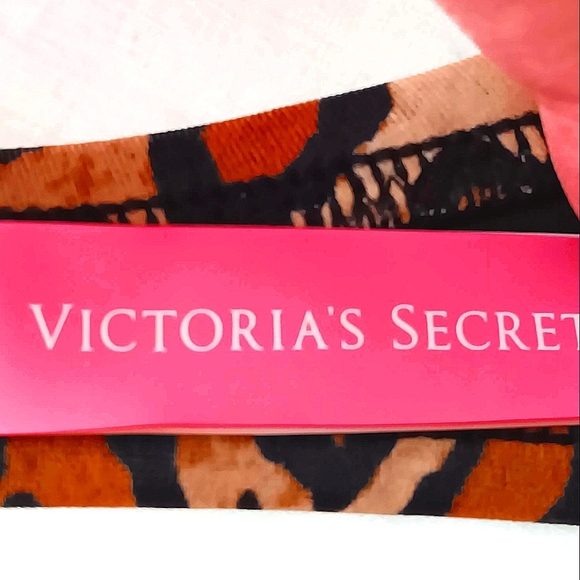 VICTORIA'S SECRET Push Up Leopard Print String Bikini Top Adjustable 32C Animal - Picture 5 of 9